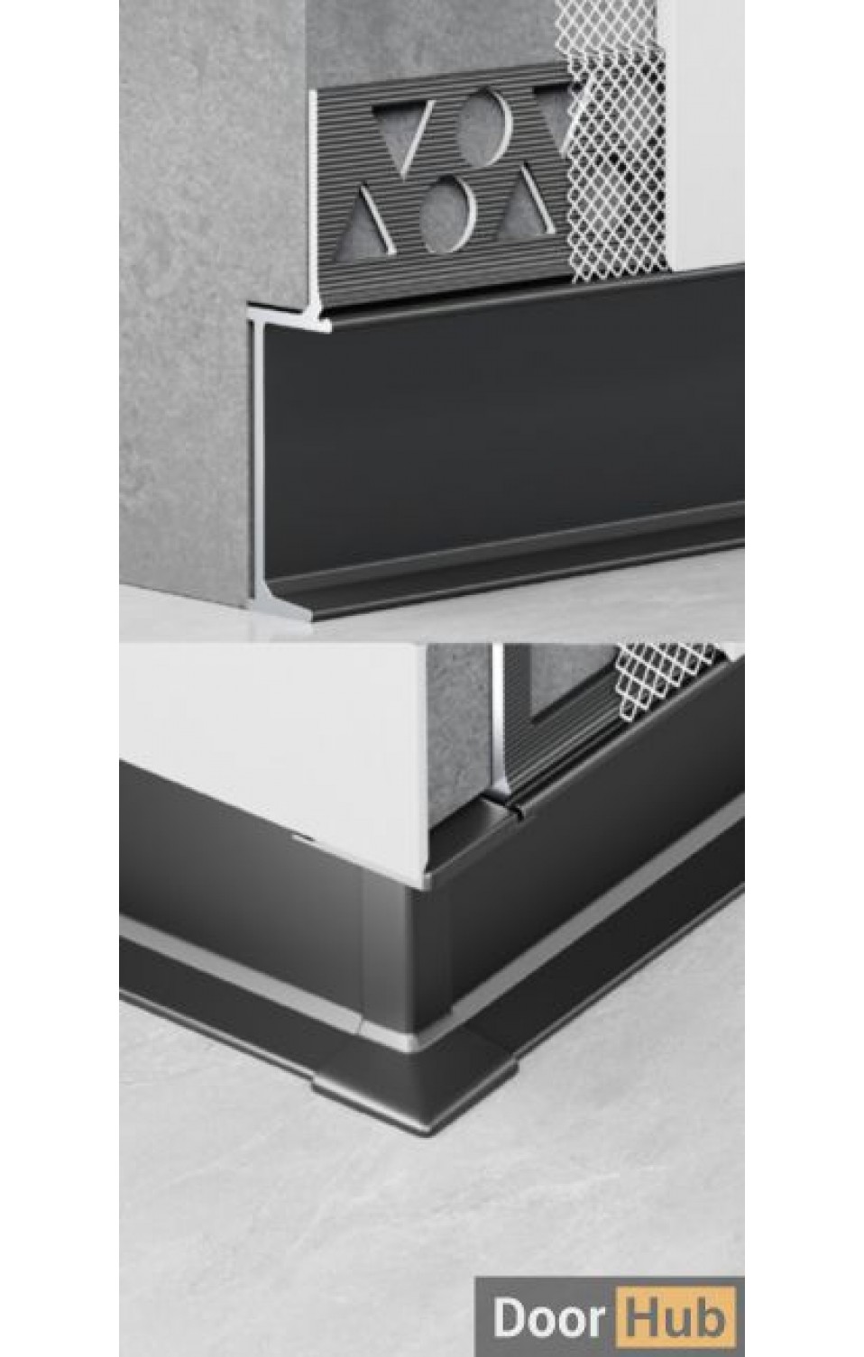 3cm Inset Wall-Finish Skirting Board | FLL-A-31-A3 Flush Aluminum Baseboard | DoorHub UAE
